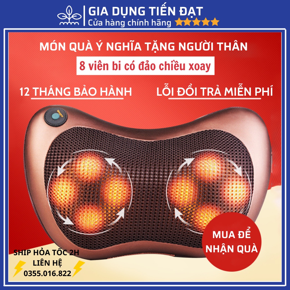 Gối Massage Hồng Ngoại 8 Bi 2 Chiều Cao Cấp, Chính Hãng Công Nghệ Nhật Bản, Bảo Hành 5 Năm, 1 Đổi 1 Trong 7 Ngày