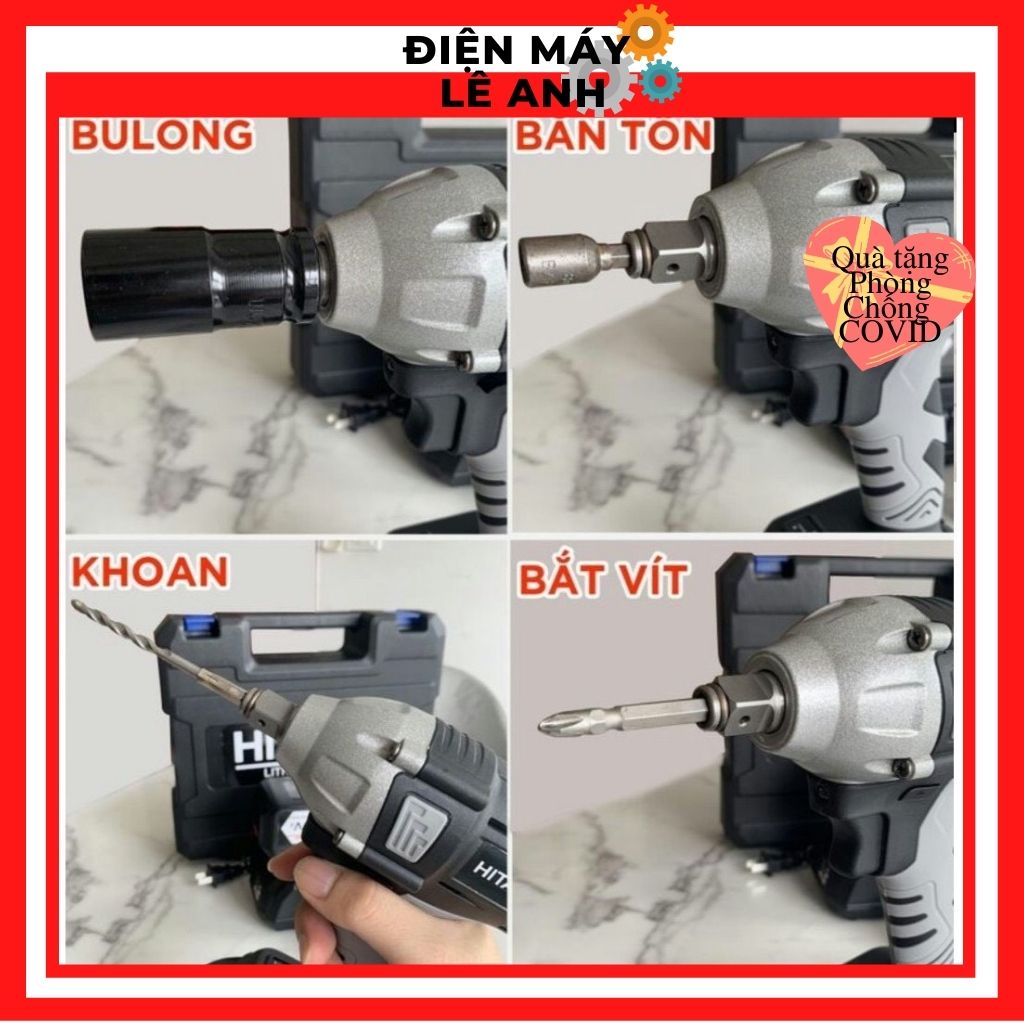 Máy bắn vặn vít siết ốc bulong Makita 199V cầm tay mini giá rẻ 100% đồng KHÔNG CHỔI THAN Pin 10 Cell