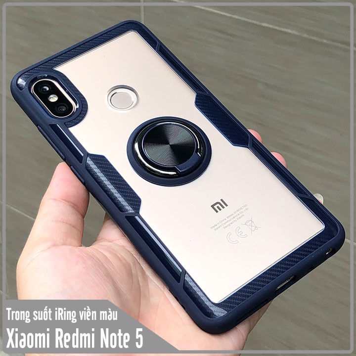 Ốp lưng Xiaomi Redmi Note 5 / Note 5 Pro Trong Suốt Chống Sốc iRing Viền Màu