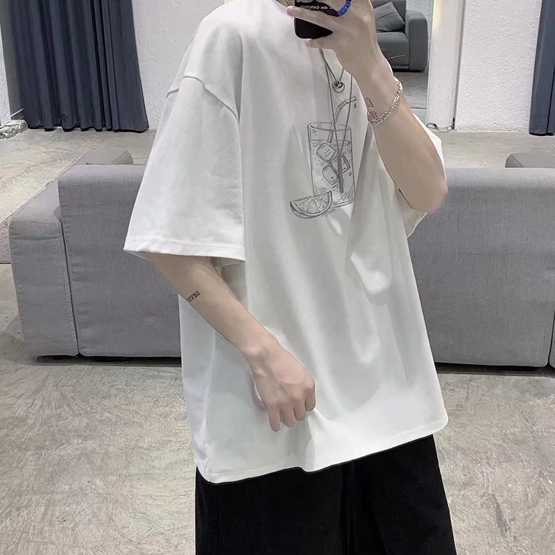 Áo Thun Tay Ngắn Dáng Rộng In Chữ Thời Trang Mùa Hè Cho Nam Và Nữ Size M-8XL