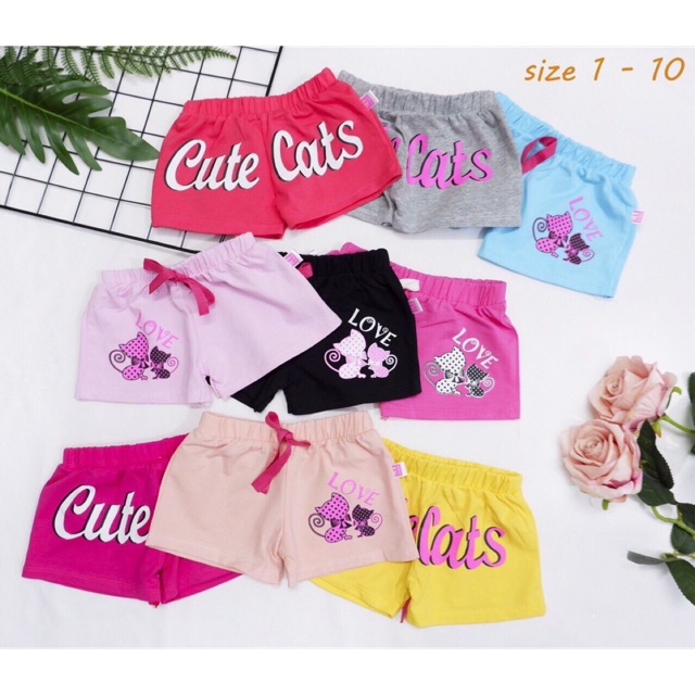 Quần đùi bé gái quần sọt short thun bé gái thun cotton 4 chiều Cute Cats - QG40