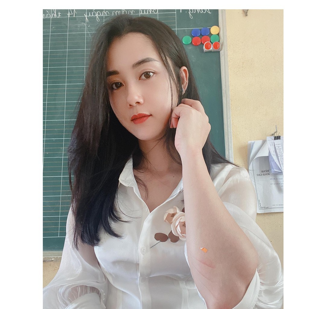 ÁO SƠ MI NỮ TAY LƯỚI THÊU KÈM HOA NGỰC NỮ TÍNH SANG TRỌNG