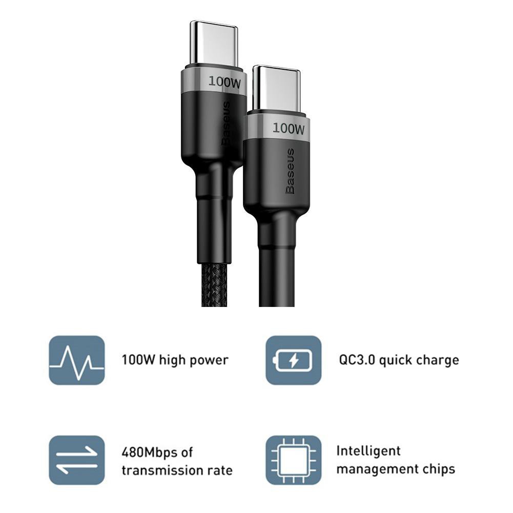 Cáp sạc 2 đầu TypeC Baseus Cafule PD2.0 100W Flash Charging  _Màu ngẫu nhiên