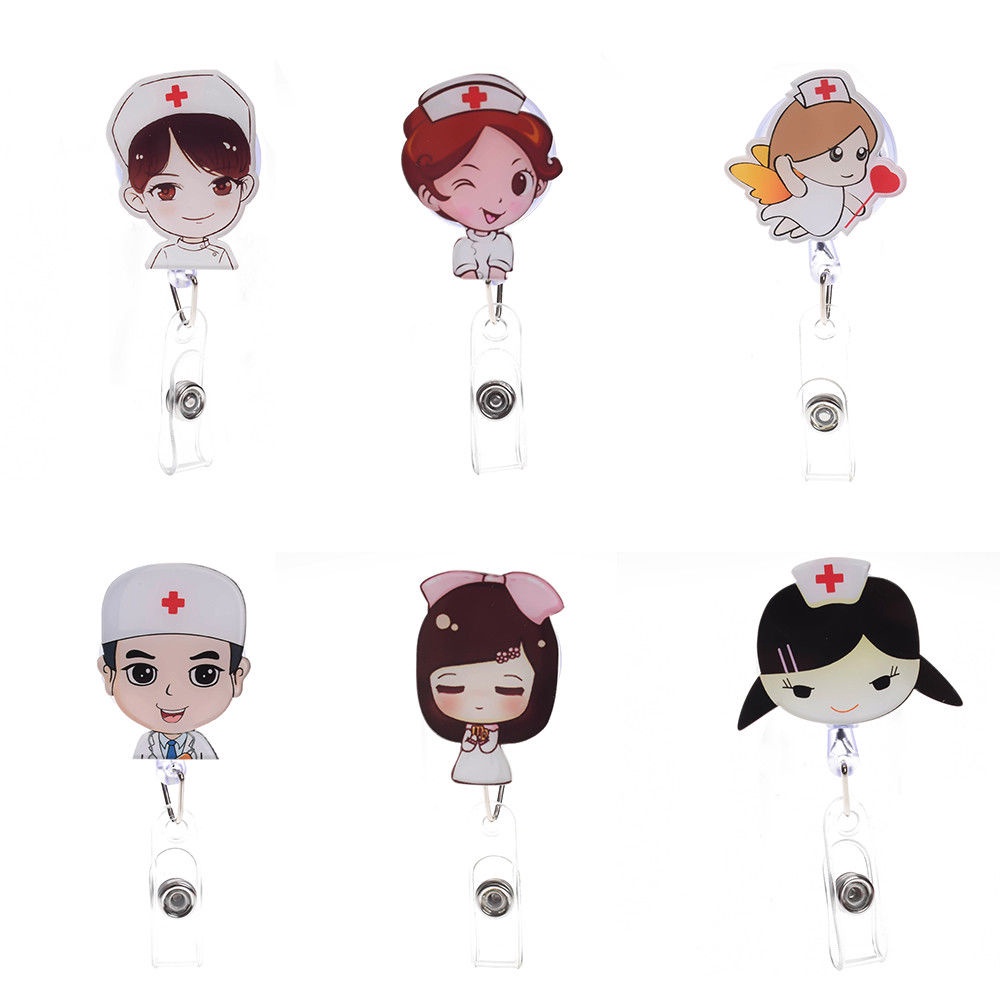 [Mới] Giá Đỡ Thẻ ID Gắn Huy Hiệu Y Tá Cuộn Dây Thu Gọn Được