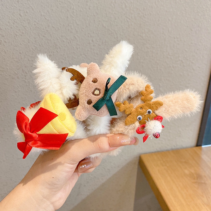 Kẹp Tóc Càng Cua Phối Lông Giáng Sinh, Noel, Christmas