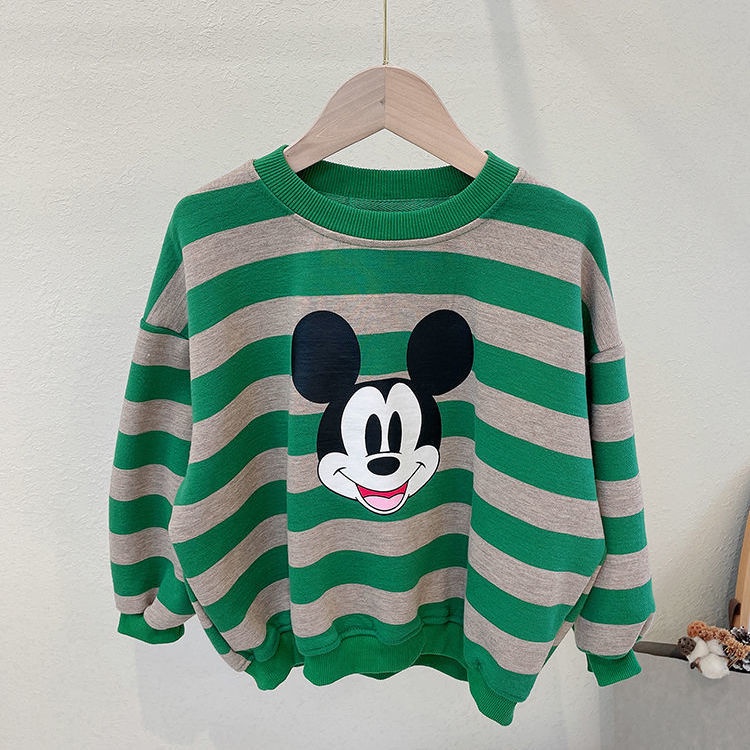 Áo Hoodie Kẻ Sọc In Hình Chuột Mickey Thời Trang Hàn Quốc Mới Cho Bé