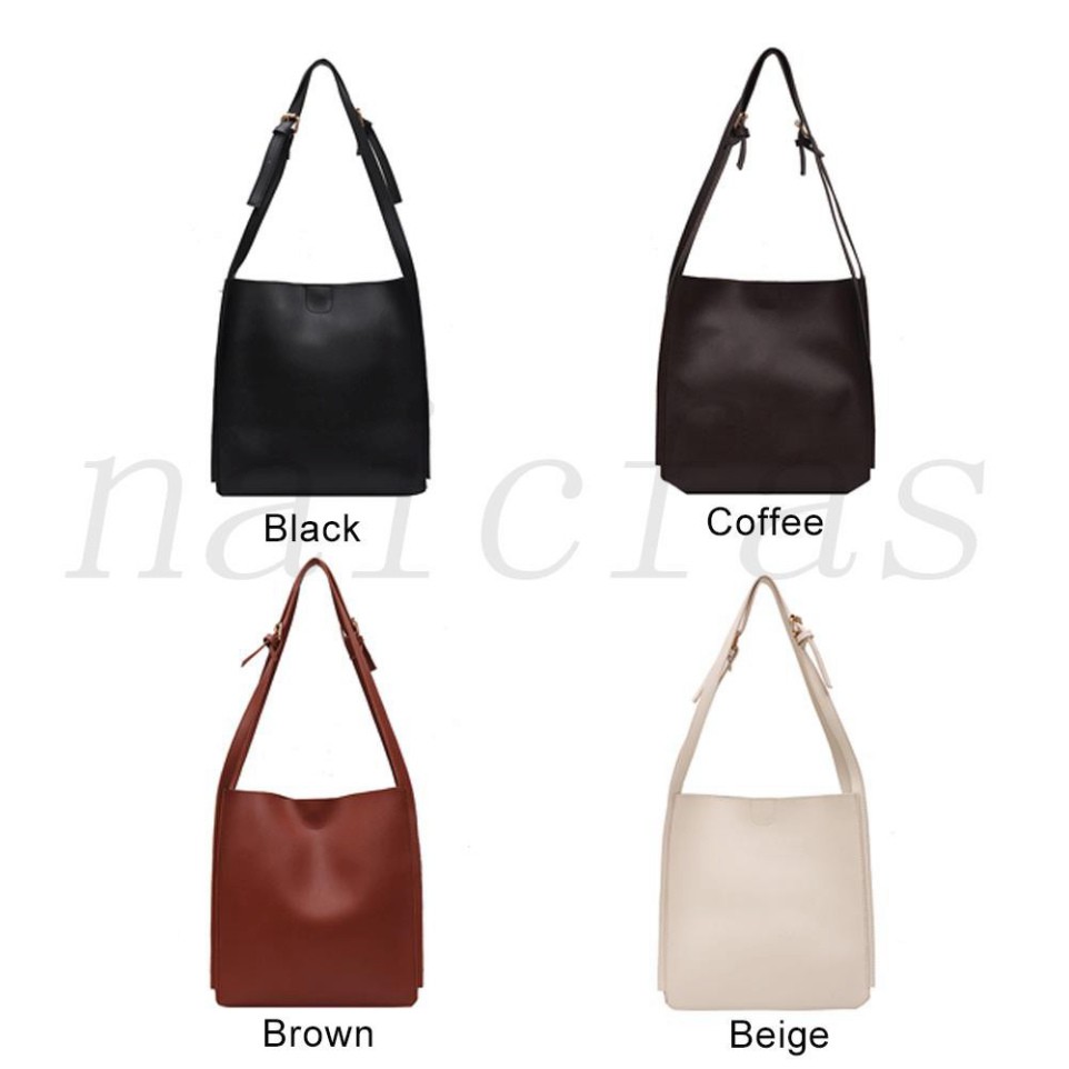 Naicfas Fashion Solid Women Handbag Female Tote Simple PU Shoulder Shopping Bags