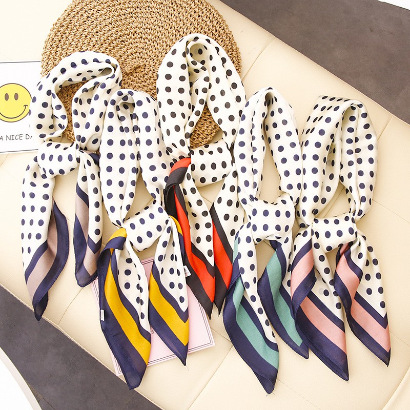Khăn Turban Bandana Làm Áo Ngực Quàng Cổ Họa Tiết Chấm Bi Nhỏ
