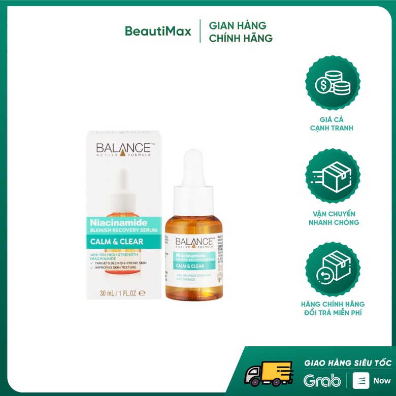 Serum Ngừa Mụn Mờ Thâm Balance Active Formula Niacinamide 15% Blemish Recovery 30ml