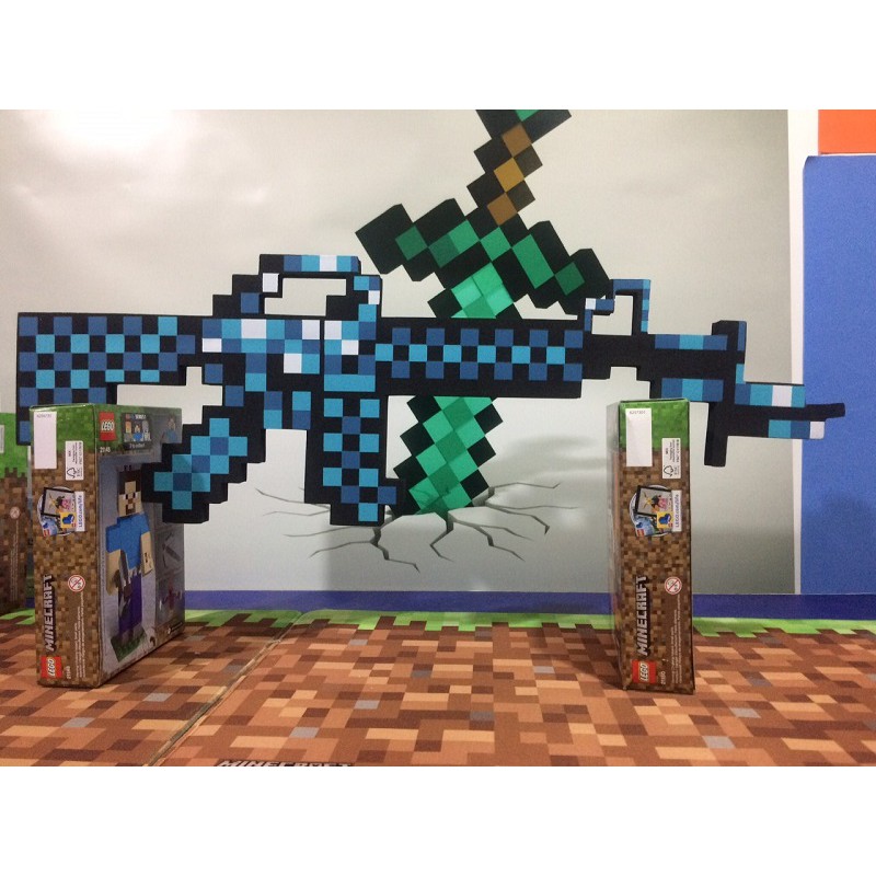 Đồ chơi súng máy kim cương - vàng Minecraft