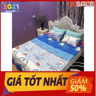 Free ship 99k Chăn Phao Cotton Poly Mẫu doremon xanh