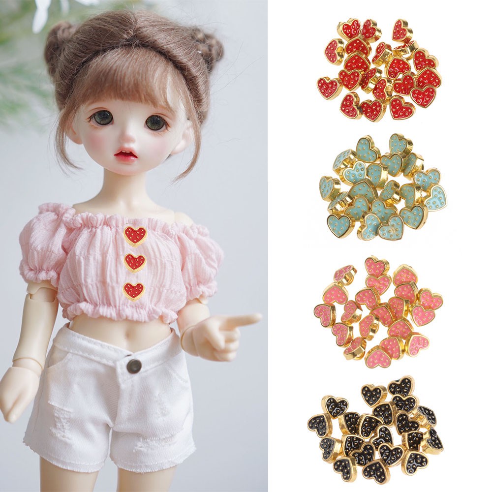 Set 20 Nút Kim Loại Mini 5mm Hình Trái Tim Nhiều Màu Dễ Thương Dùng May Quần Áo Búp Bê Diy