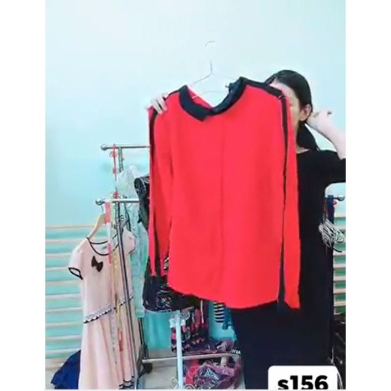 áo voan tiểu thư phối viền đen. S156