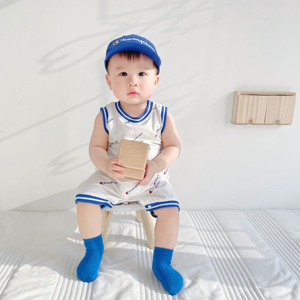 Áo Liền Quần Không Tay Thời Trang Mùa Hè Dành Cho Bé Trai Mới Sinh 0-24 Tháng Tuổi