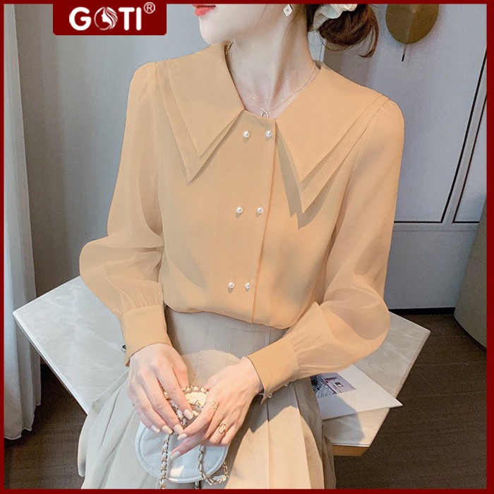GOTI 43-67KG ÁO SƠ MI NỮ CÔNG SỞ BIGSIZE, ÁO KIỂU NỮ HÀN QUỐC CỔ 2 LÁ TAY DÀI CỔ TIỂU THƯ SANG TRỌNG 3A18 3A19 - Hàng n