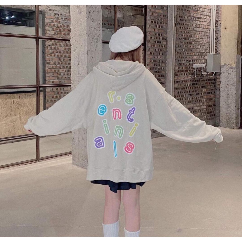 Km Áo Khoác Hoodie Tay Bồng In Chữ N Nữ  Jacket có mũ from rộng mũ hai lớp sỉ ib