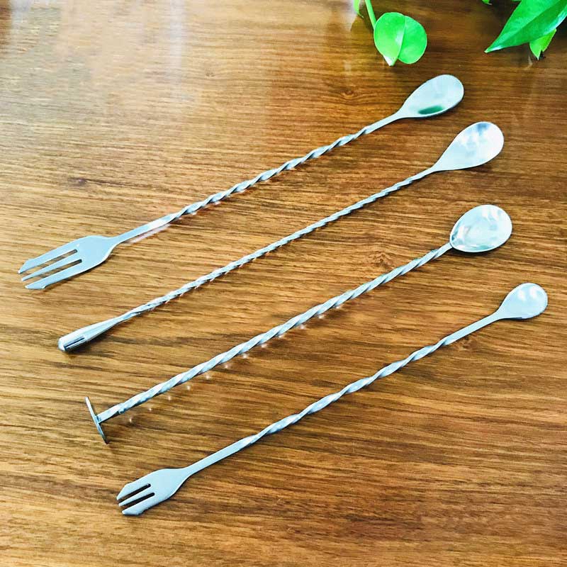 Muỗng nĩa dài khuấy cocktail bằng thép không gỉ