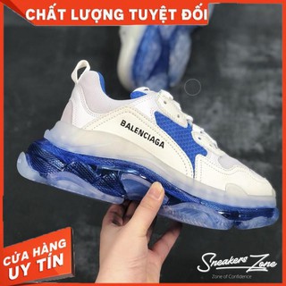 (FREE SHIP + HỘP + QUÀ) Giày thể thao BALEN TRIPLE S Trắng XANH DƯƠNG đế hơi đế AIR