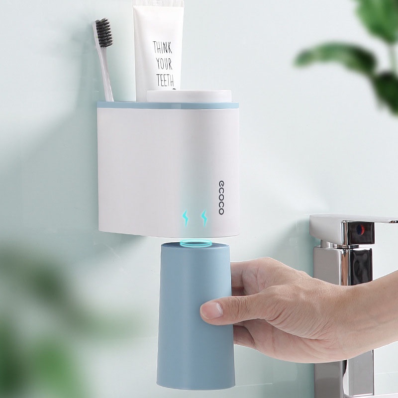 Giá Treo Bàn Chải Đánh Răng Ecoco, Kệ Để Đồ Cao Cấp Tặng Kèm 2 Cốc