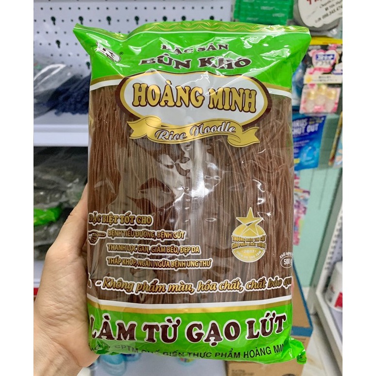 Gói 500g bún/phở khô gạo lứt đen/đỏ Hoàng Minh thực dưỡng tốt cho sức khỏe