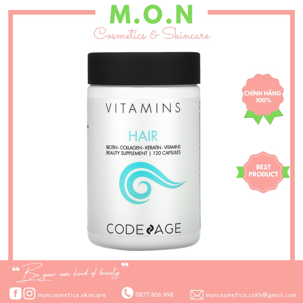 Viên Uống Ngăn Ngừa & Phục Hồi Tóc Gãy Rụng Codeage Vitamin Hair
