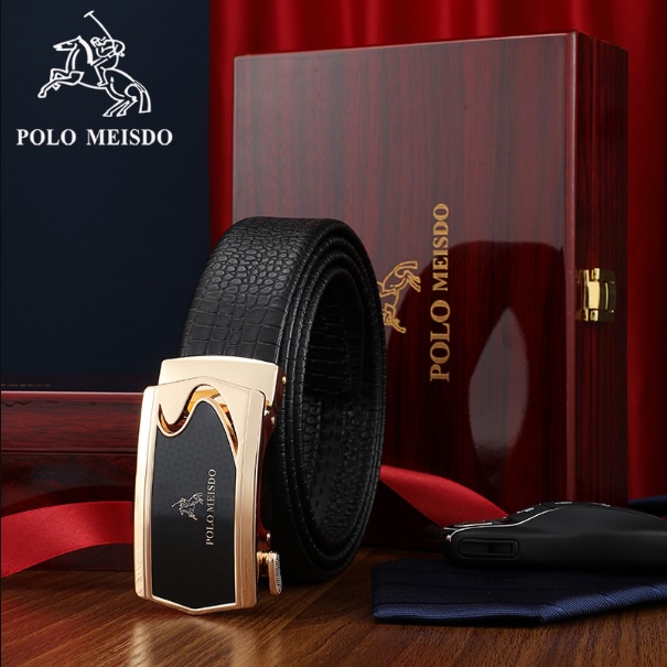 Thắt Lưng Nam Dây Nịt Nam Da Bò Cao Cấp Hàng Hiệu POLO MEISDO Khóa Tự Động Dập Vân Bảo Hành 3 năm-Kingshop nhập