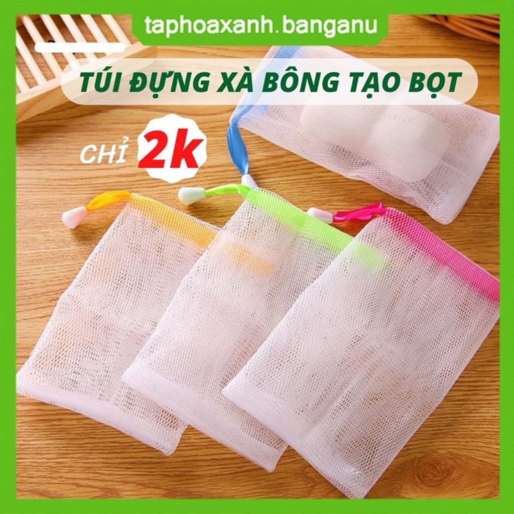 Túi Lưới Đựng Xà Bông Tạo Bọt ⚡OFF50%⚡ 2 Lớp Mềm Mịn Nhiều Bọt (10x15cm)