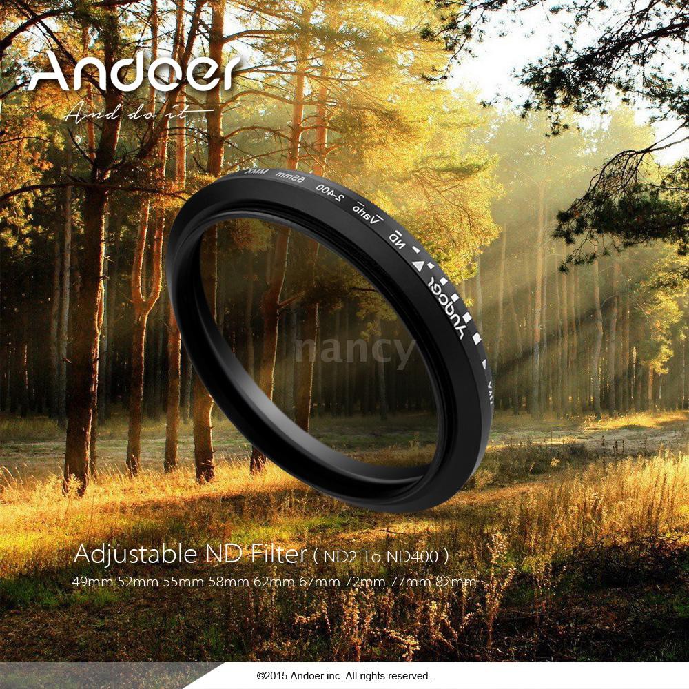 Andoer 55mm ND Fader Neutral Density Adjustable ND2 to ND400 Variable Filter for Canon Nikon DSLR Camera