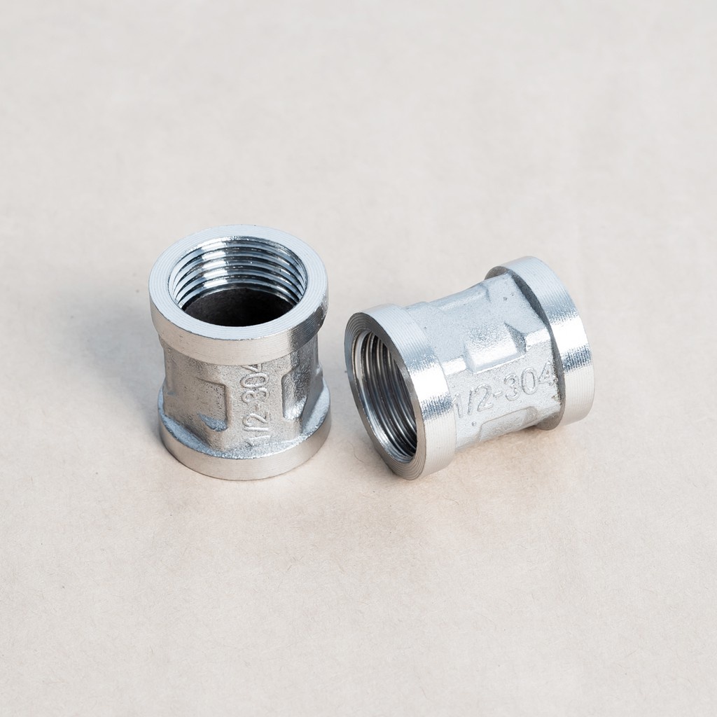 Kép inox - Măng xông inox Nối 2 đầu ren ngoài, ren trong ống nước phi 21