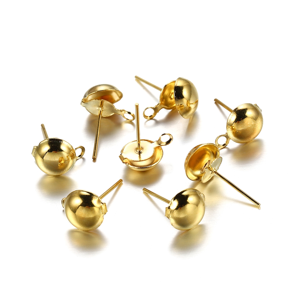 50-100 cái / lốc 4 5 6 8 10mm bông tai bi  bóng hợp kim để tự làm đồ trang sức thủ công Làm phát hiện phụ kiện Nguồn cung cấp