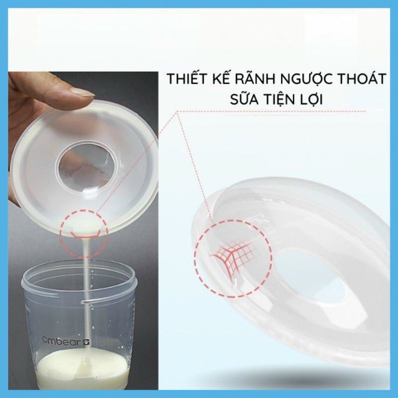 Hộp 2 phễu hứng sữa chống tràn CMBEAR chất liệu silicon an toàn cho mẹ và bé