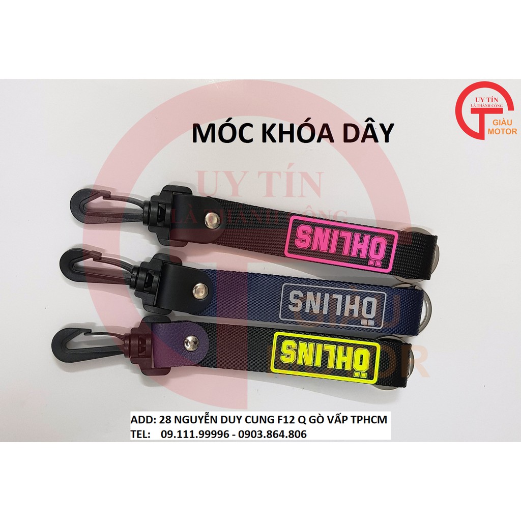 MÓC KHÓA DÂY BẰNG VẢI DÙ THỜI TRANG IN CHỮ OHLINS MÀU HỐNG BỀN ĐẸP