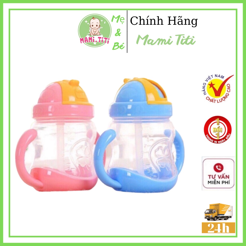 Bình tập uống nước cho bé, Bình nước cho bé có van chống sặc cao cấp 280ml bằng nhựa PP chịu nhiệt tốt BBShine – BN009