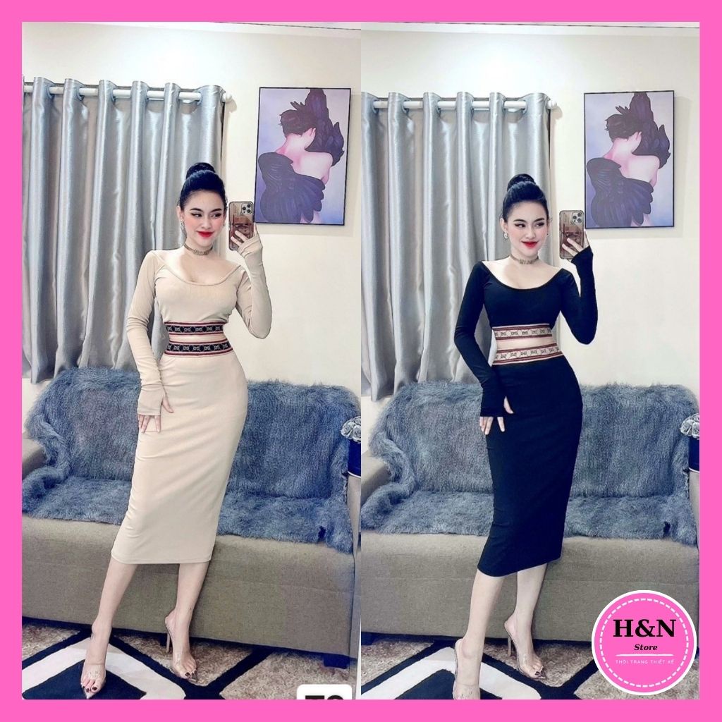 Váy nữ body len tăm đầm thiết kế body dự tiệc sang chảnh HN Clothing V26