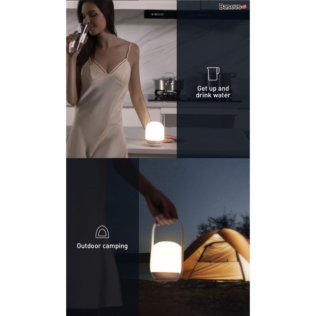 Đèn ngủ tiện dụng Baseus Moon-white Dimming Portable Lamp