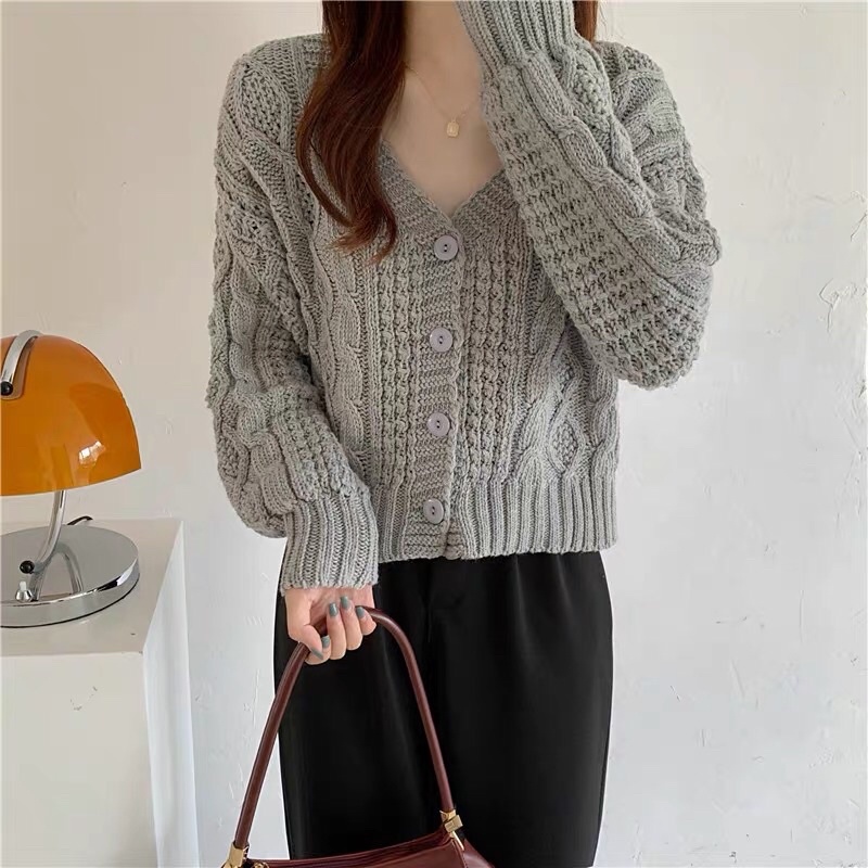 Áo cadigan len vặn thừng dáng ngắn Aimee closet | BigBuy360 - bigbuy360.vn