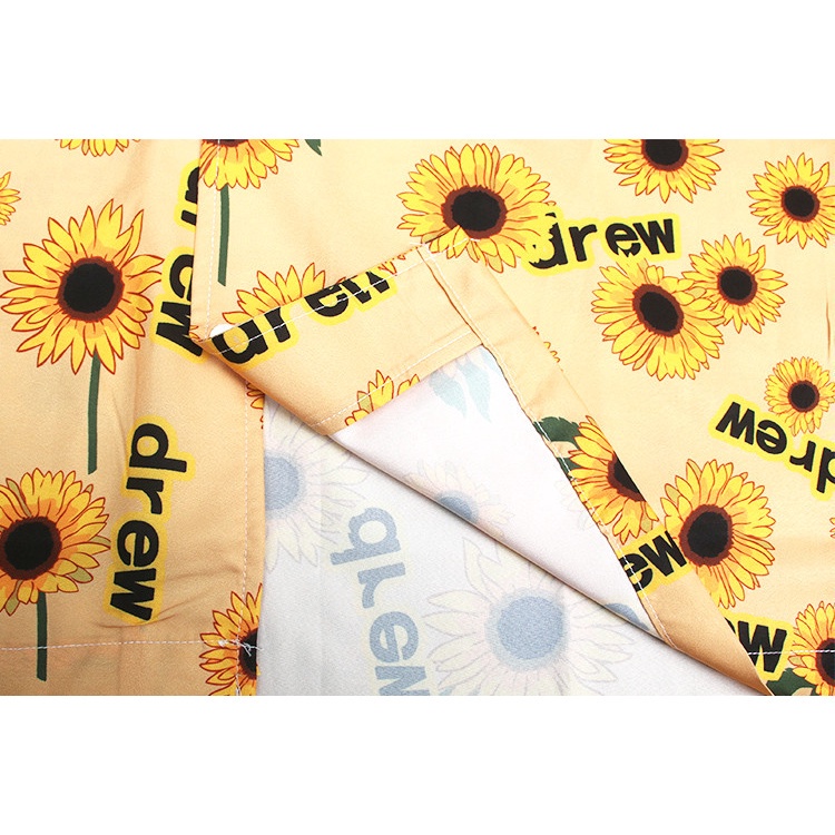 Bán Chạy Nhất D &amp; W Áo Sơ Mi Tay Ngắn In Hình Hoa Hướng Dương Mặt Cười Plus Size Unisex