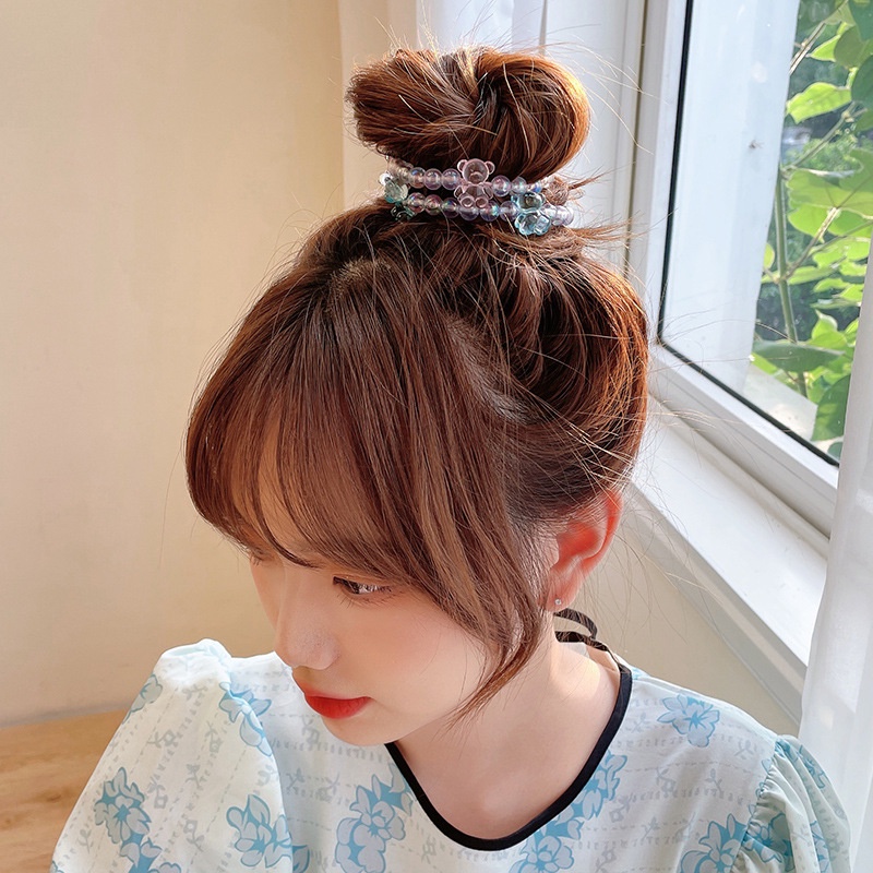 Dây cột tóc hình gấu đính đá pha lê dễ thương cho nữ