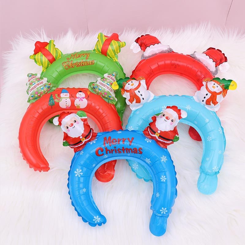 Băng Đô Bơm Hơi Bằng Lá Nhôm Họa Tiết Hoạt Hình Dễ Thương Trang Trí Tiệc Giáng Sinh /