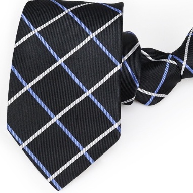 Cà vạt Nam màu đen kẻ caro bản nhỏ 6cm cao cấp thắt sẵn khóa kéo, Cravat chú rể, Calavat dự tiệc - CV-6341