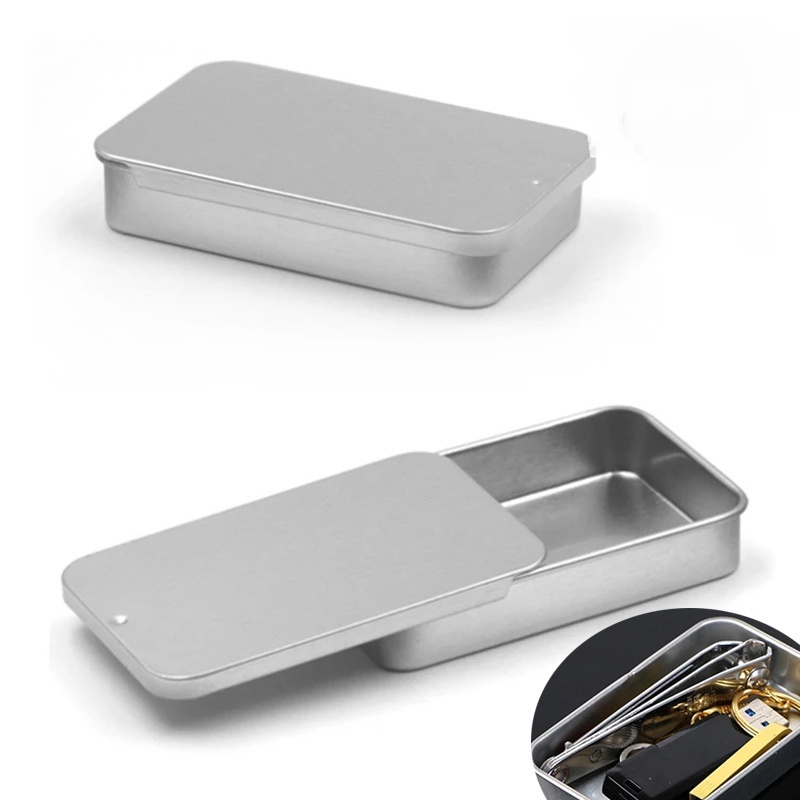 Hộp Thiếc Mini Đựng Đồ Trang Sức / Chìa Khóa / Kẹo Bằng Kim Loại / Hình Chữ Nhật Tiện Dụng