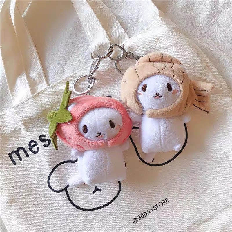 Móc khoá gấu bông nhiều mẫu dễ thương, gấu bông mini trang trí balo túi xách: khủng long, vịt, ếch, thỏ, gấu