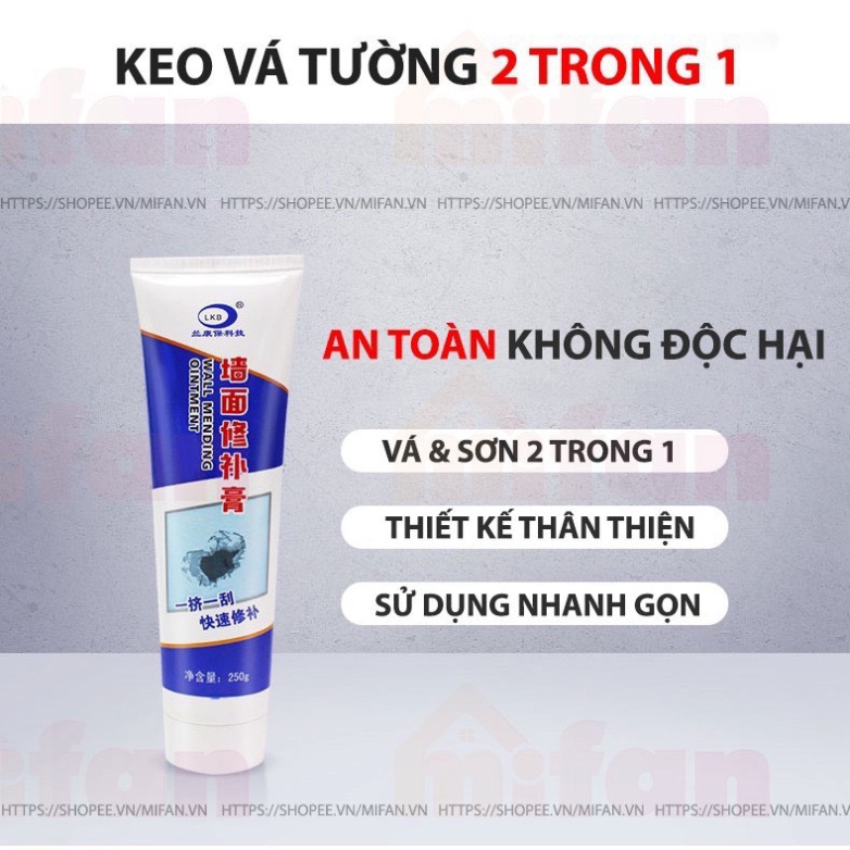 Keo Vá Tường Chống Thấm LKB 250gr- Chống Mốc Ẩm Làm Sạch Tường - HÀNG CHÍNH HÃNG.VM