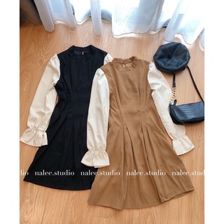 váy da lộn tay loe