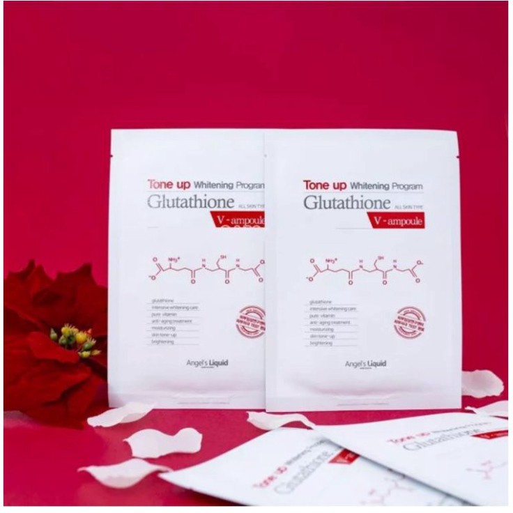 Mặt Nạ Dưỡng Trắng Da Angel's Liquid Tone Up Whitening Program Glutathione V-ampoule Mask Pack