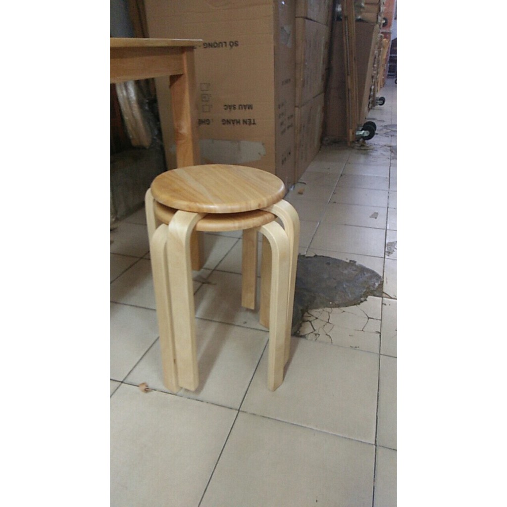 Ghế ngồi tròn gỗ-100% gỗ cao su tự nhiên