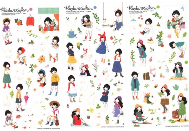 Sticker cô gái Heeda Hàn Quốc cho sổ planner nhật ký