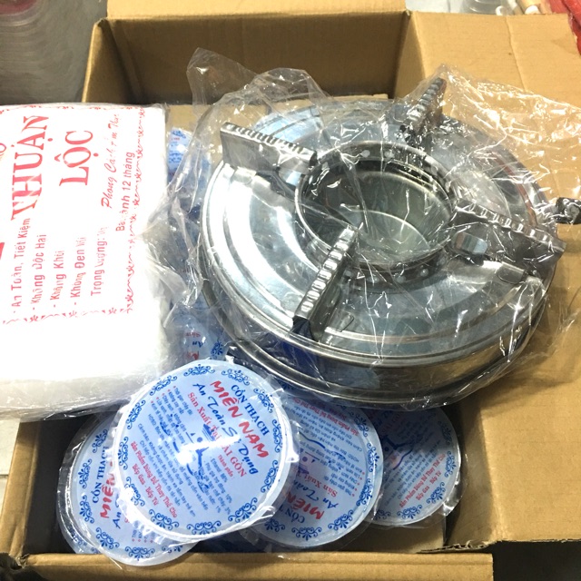Bộ 3 gồm 1 bếp cồn inox + 1 kg cồn trắng + 4 cục cồn thạch