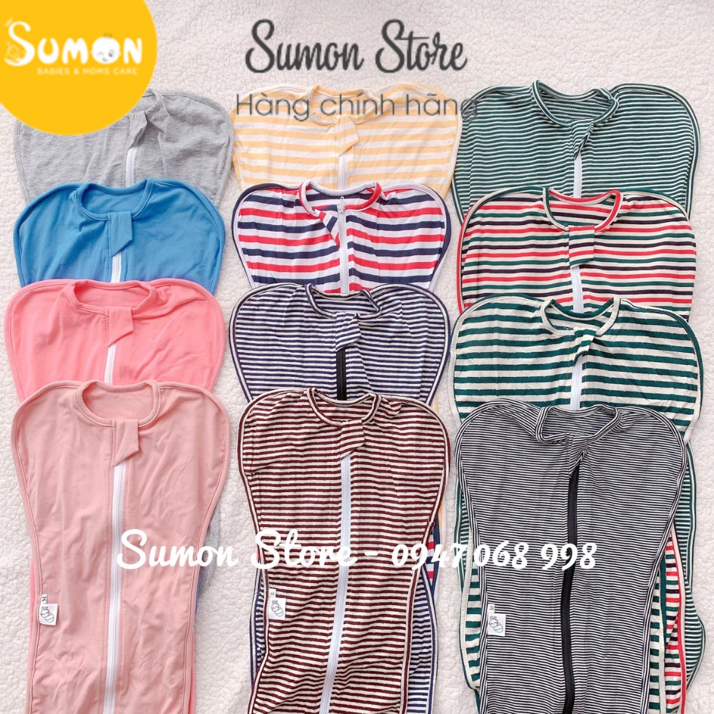 Quấn chũn nhộng Cocoon kẻ đen trắng to nhỏ size L giúp cho bé ngủ ngon giảm giật mình, giảm quấy khóc co dãn 4 chiều