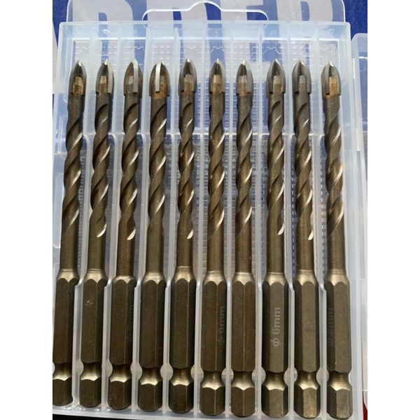 Hộp 10 mũi khoan đa năng 4 cạnh chuôi lục giác cao cấp